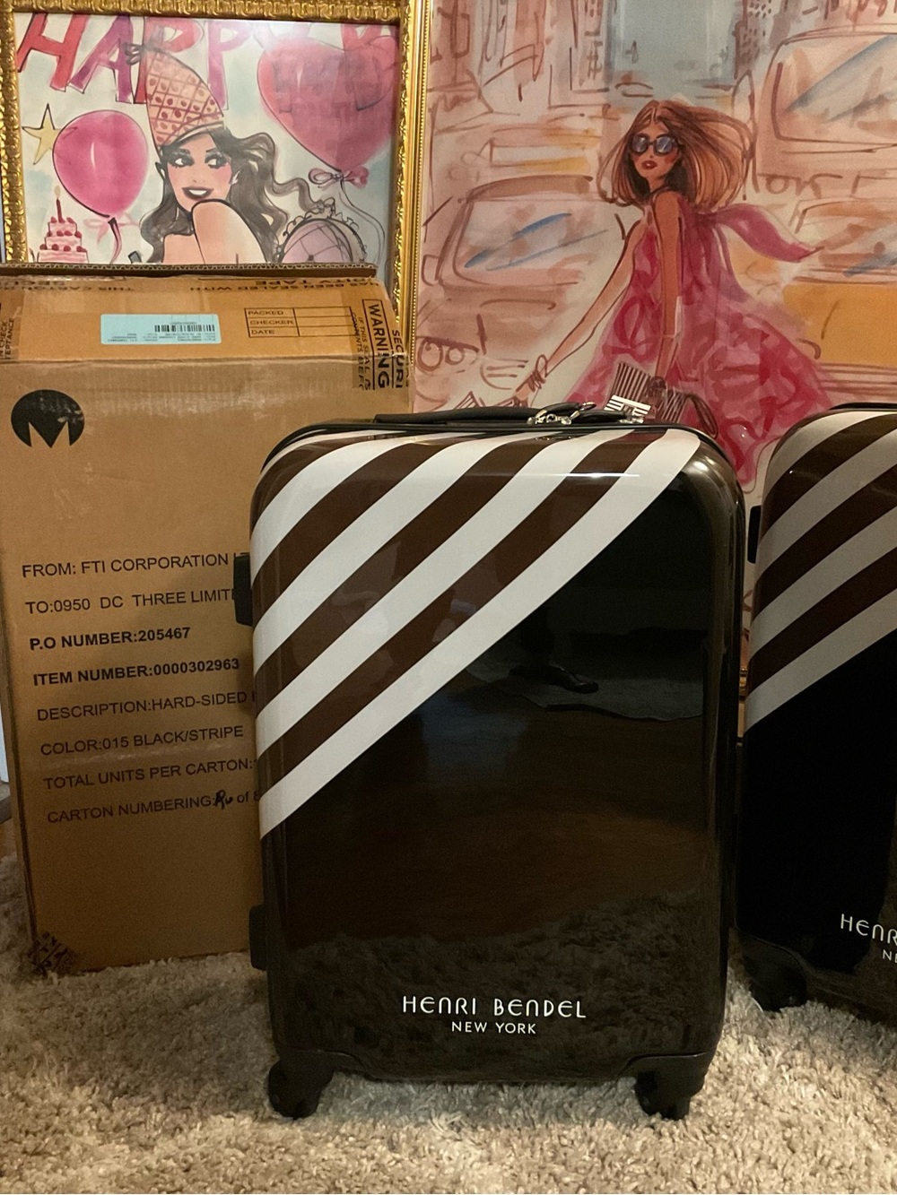 NWT Henri Bendel Hardside Centennial Carry-On Spinner + Original Box & Dust Bag